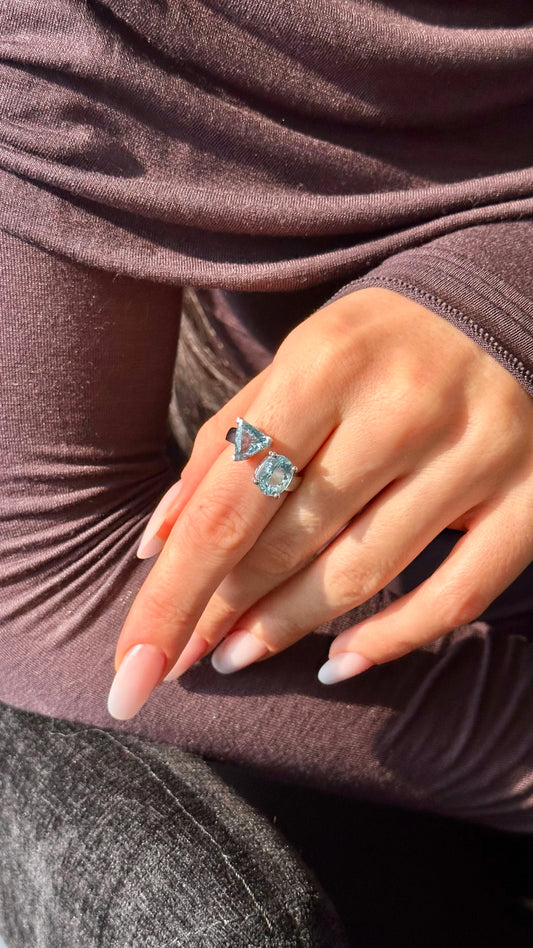 Natural Aquamarine Ring Size 6.5 14k Gold 3.77 TCW Certified $4,950 508788