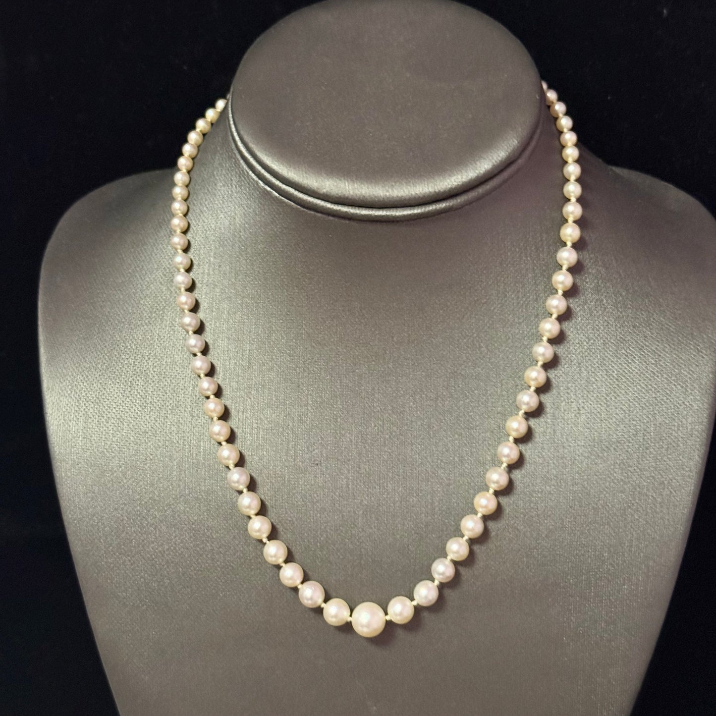 Mikimoto Akoya Pearl Necklace 17.5" 8.27 mm Silver Clasp Estate M450