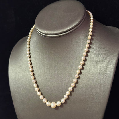 Mikimoto Akoya Pearl Necklace 17.5" 8.27 mm Silver Clasp Estate M450