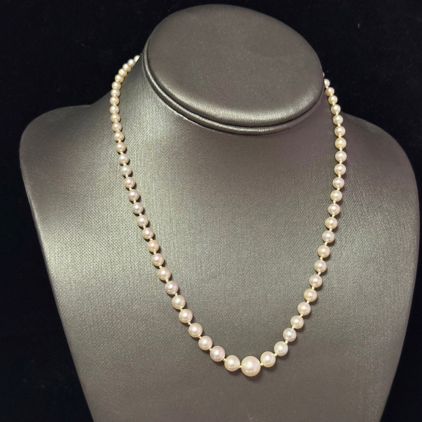 Mikimoto Akoya Pearl Necklace 17.5" 8.27 mm Silver Clasp Estate M450