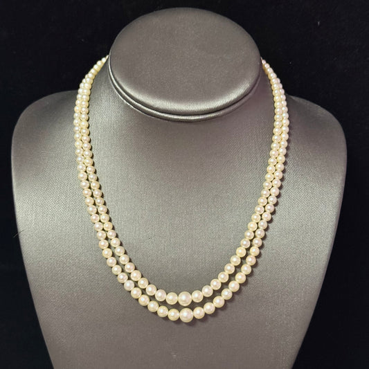Mikimoto Akoya Pearl Necklace 17" 7.25 mm Silver Clasp Estate M451