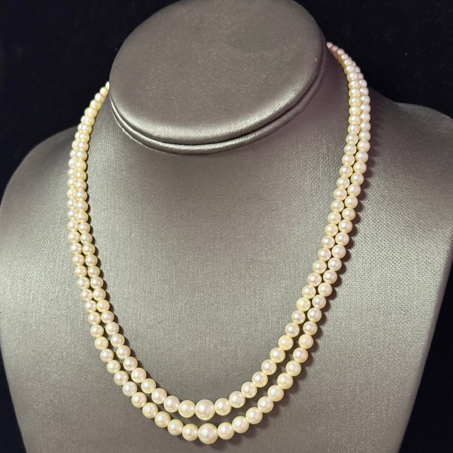 Mikimoto Akoya Pearl Necklace 17" 7.25 mm Silver Clasp Estate M451