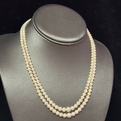 Mikimoto Akoya Pearl Necklace 17" 7.25 mm Silver Clasp Estate M451