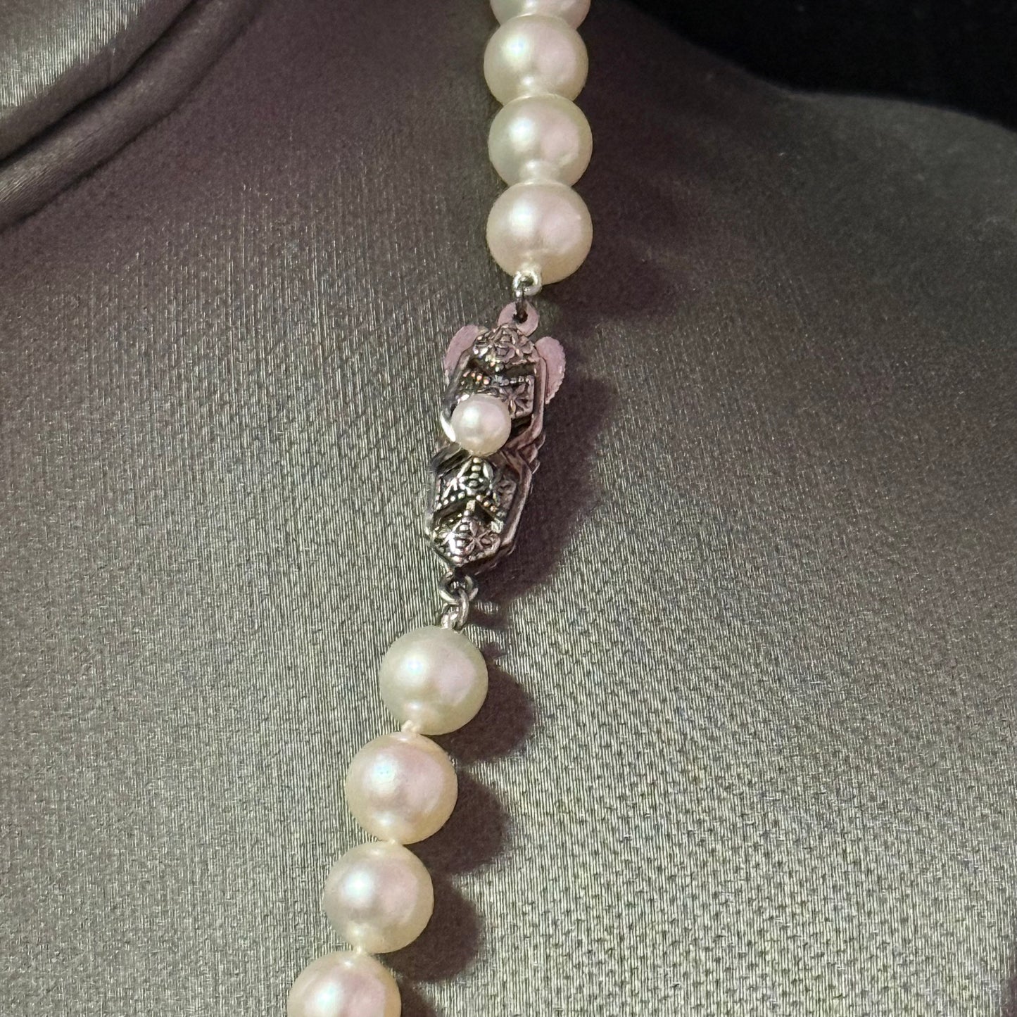 Mikimoto Akoya Pearl Necklace 17.25" 7 mm Silver Clasp Estate M452