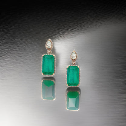 Natural Emerald Diamond Earrings 14k Gold 5.0 TCW Certified $4,950 121161