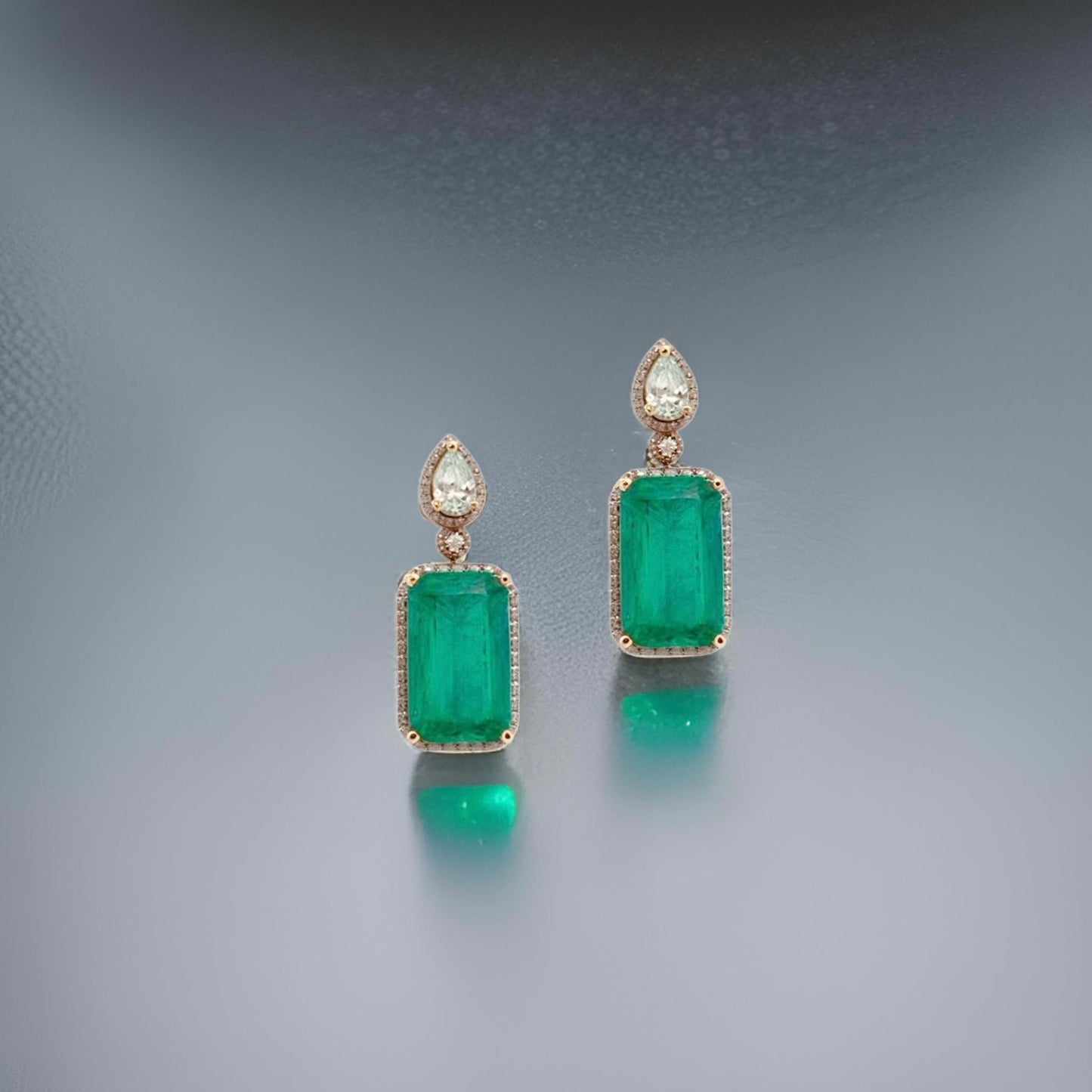 Natural Emerald Diamond Earrings 14k Gold 5.0 TCW Certified $4,950 121161