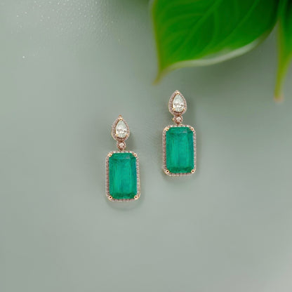 Natural Emerald Diamond Earrings 14k Gold 5.0 TCW Certified $4,950 121161