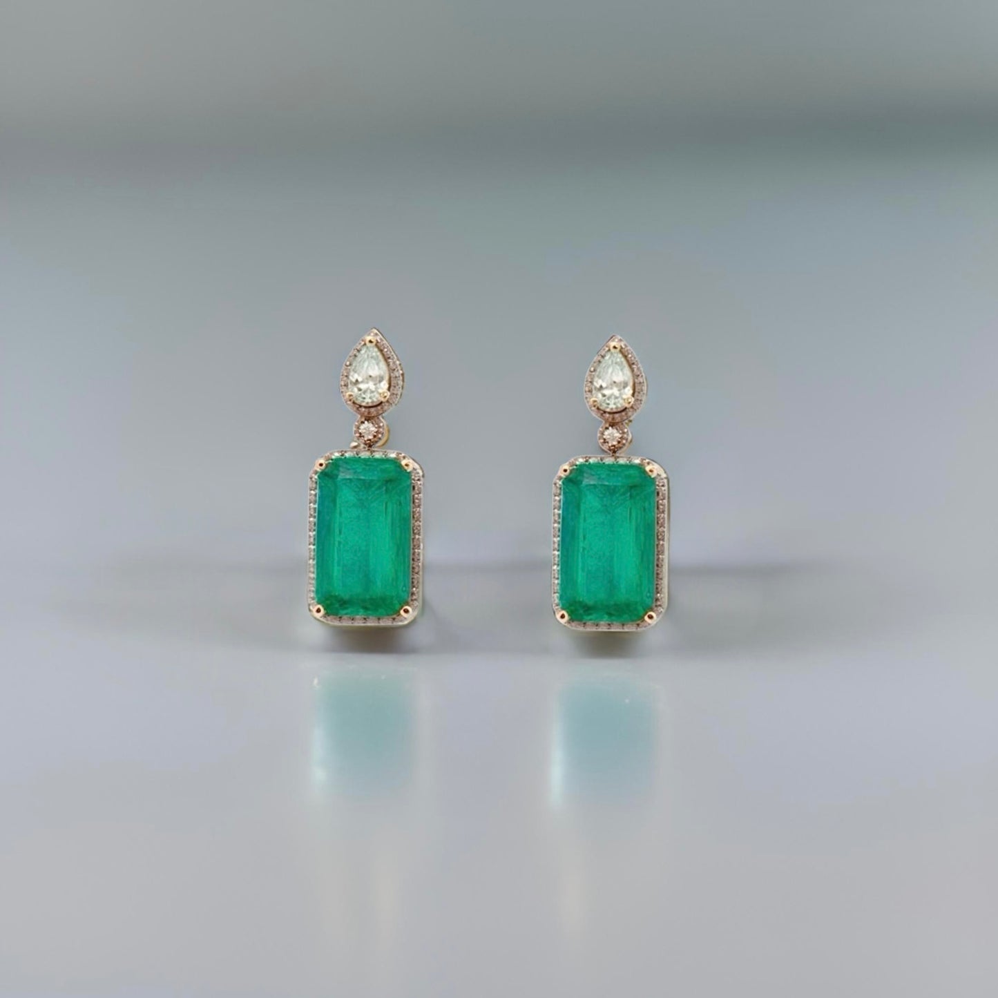 Natural Emerald Diamond Earrings 14k Gold 5.0 TCW Certified $4,950 121161