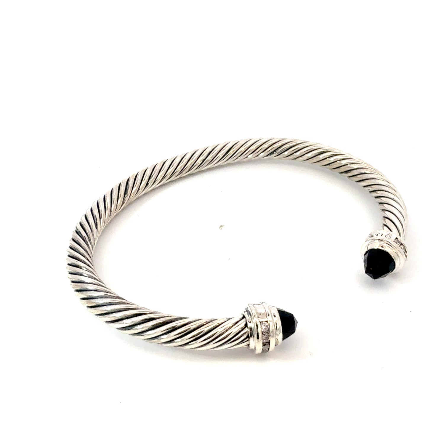 David Yurman Onyx Cuff Bracelet Size M 5 mm Sterling Silver Estate DY735