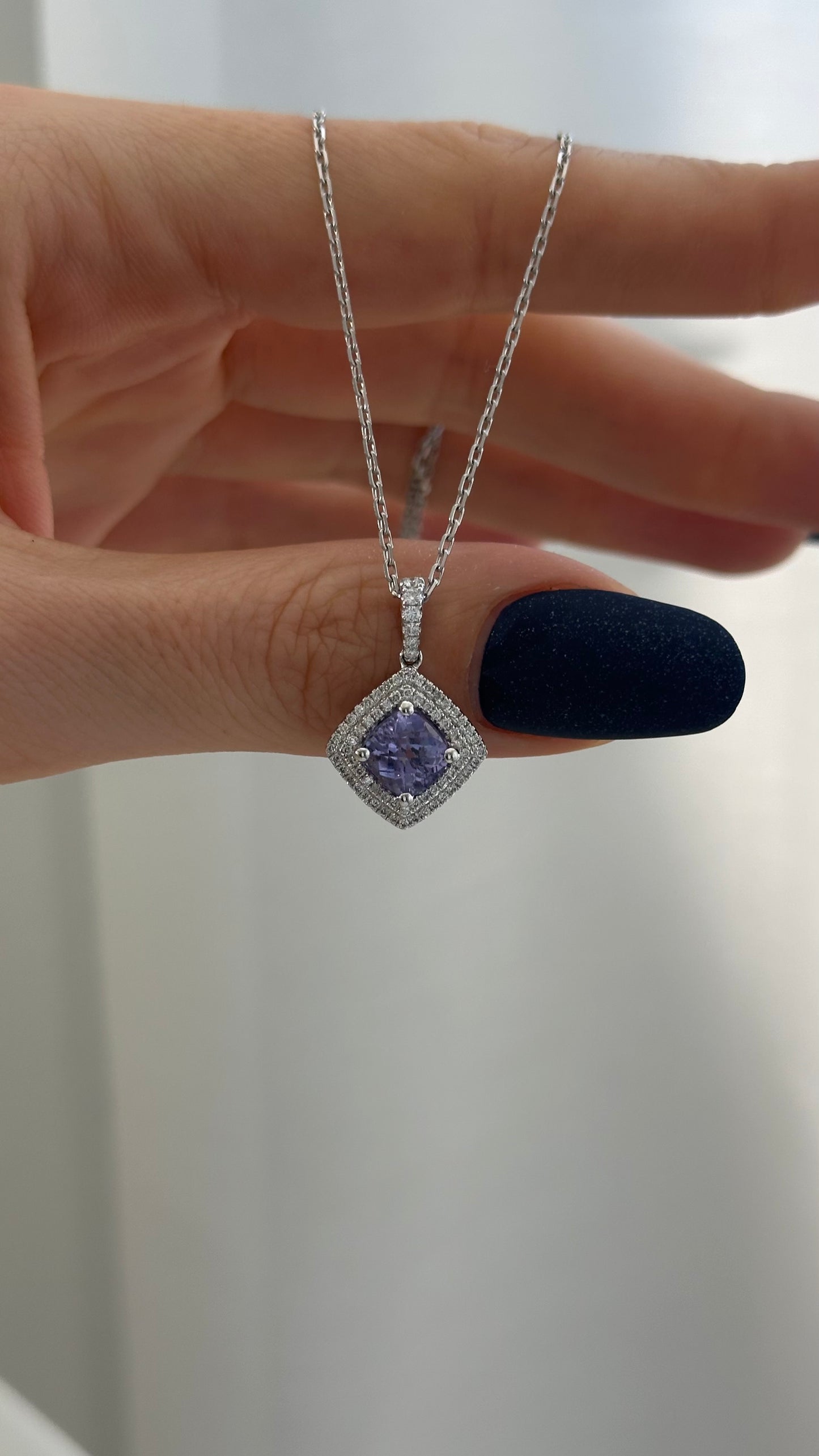 Diamond Sapphire Necklace 2.32 TCW 18k Gold Women Certified $4,950 921152