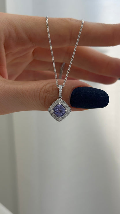 Diamond Sapphire Necklace 2.32 TCW 18k Gold Women Certified $4,950 921152