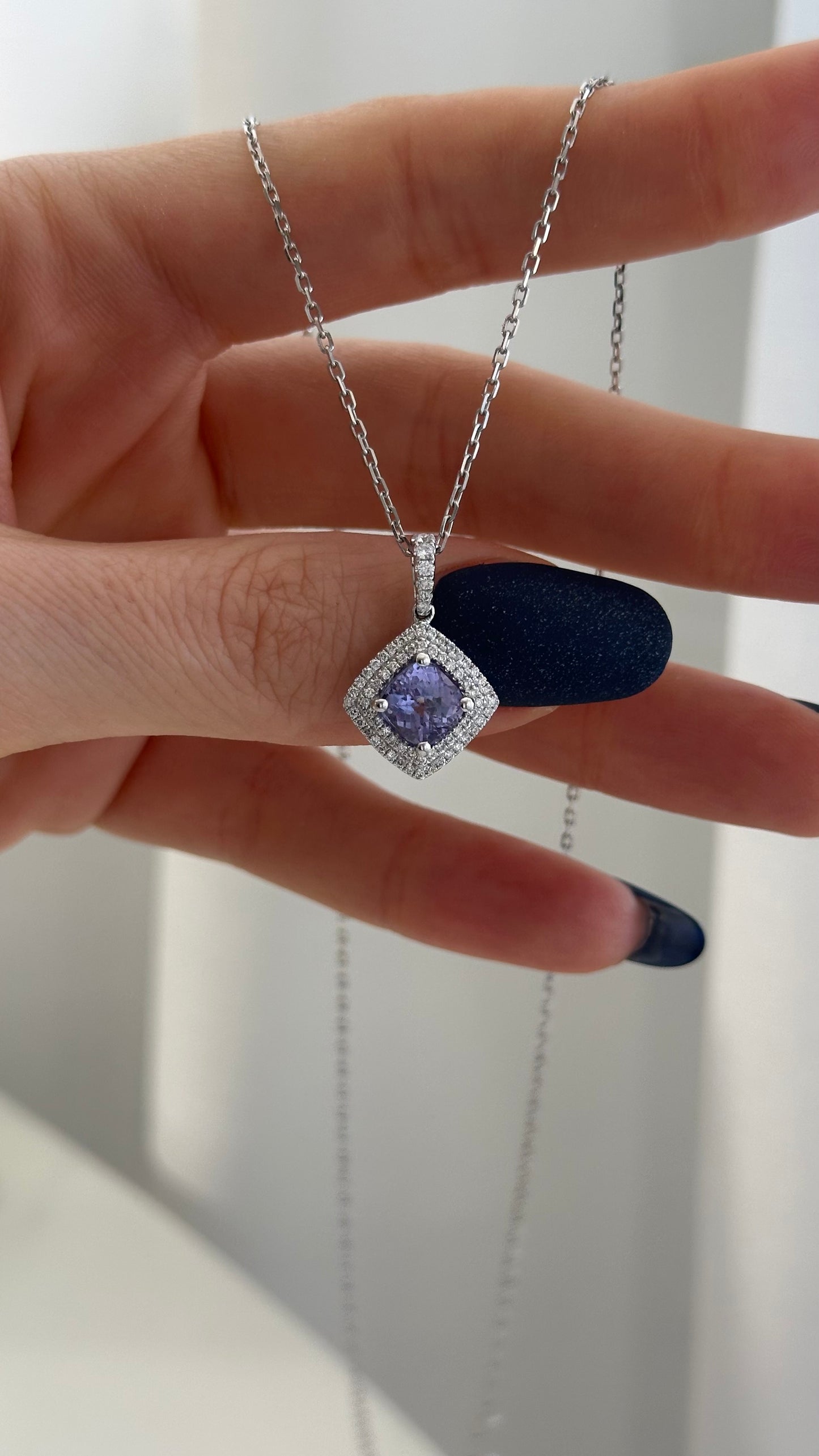 Diamond Sapphire Necklace 2.32 TCW 18k Gold Women Certified $4,950 921152