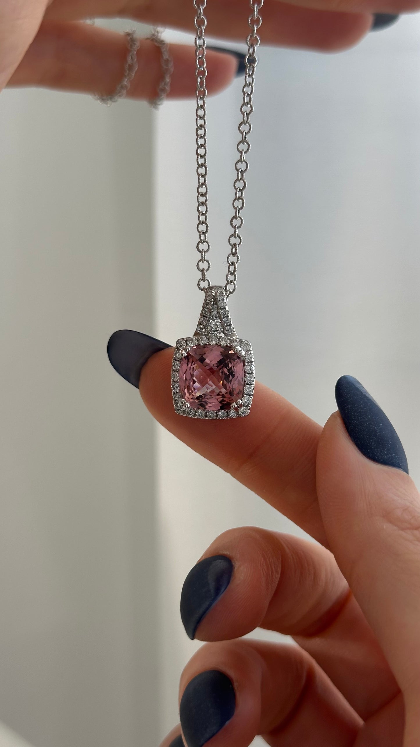 Diamond Rubellite Tourmaline Necklace 5.47 CT 18k Gold Certified $5,590 921150