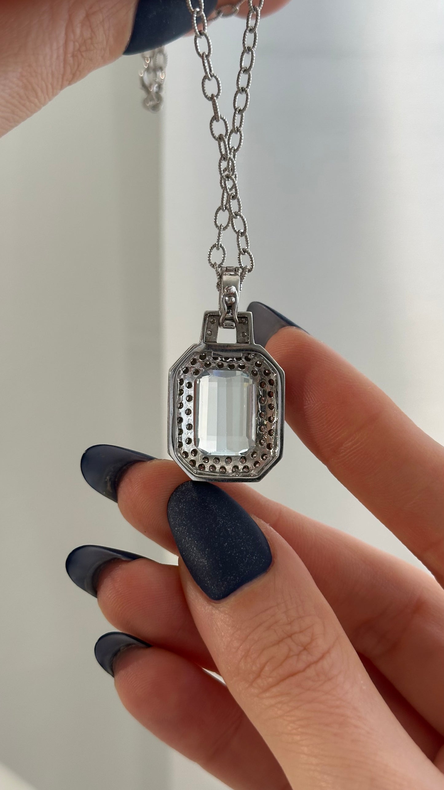 Natural Aquamarine Diamond Necklace 14k Gold 10.45 TCW Certified $9,520 211196