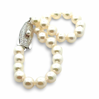 Mikimoto Akoya Pearl Bracelet 7.5" 6.5 mm Sterling Silver Estate M460