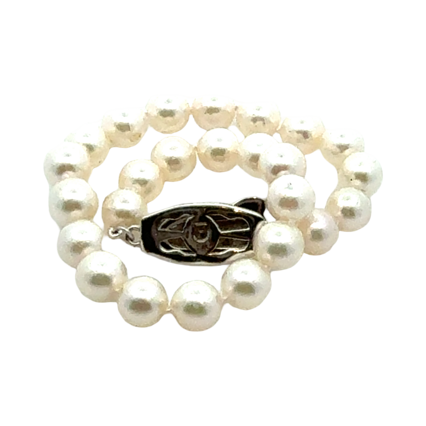 Mikimoto Akoya Pearl Bracelet 7.5" 6.5 mm Sterling Silver Estate M460