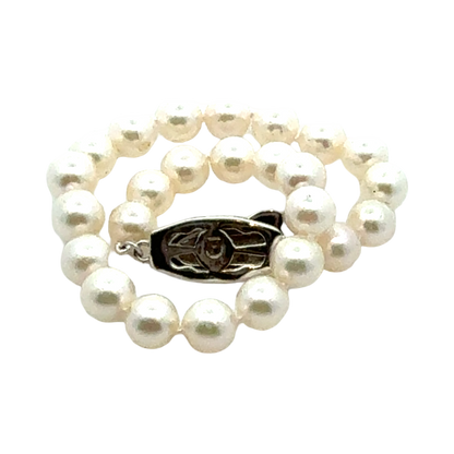 Mikimoto Akoya Pearl Bracelet 7.5" 6.5 mm Sterling Silver Estate M460
