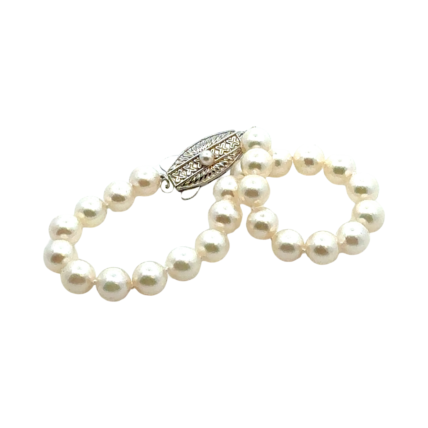 Mikimoto Akoya Pearl Bracelet 7.5" 6.5 mm Sterling Silver Estate M460
