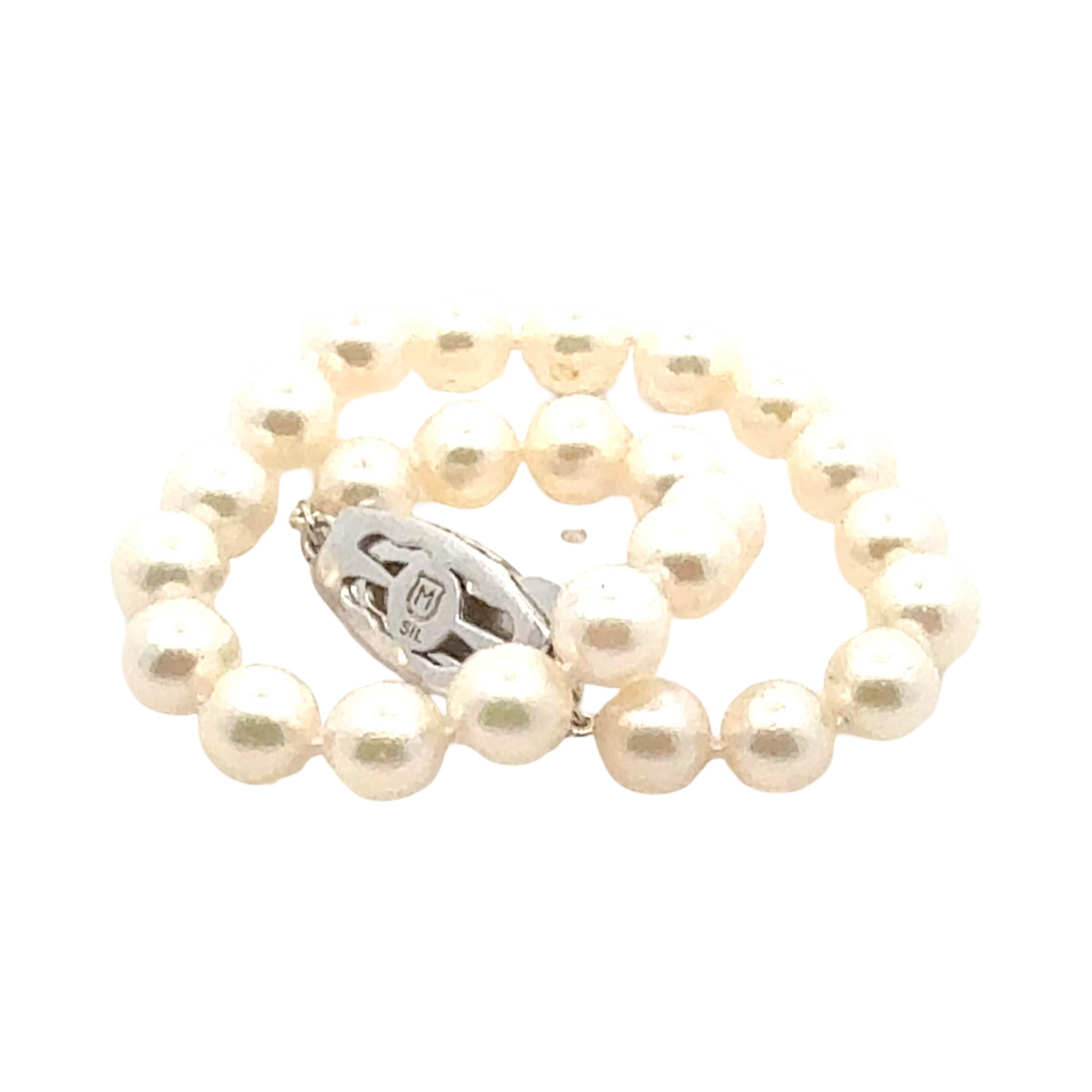 Mikimoto Akoya Pearl Bracelet 7.5" 6.5 mm Sterling Silver Estate M460