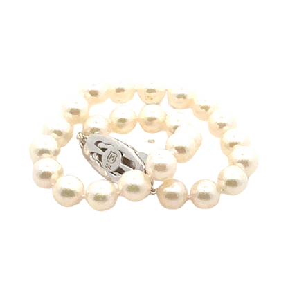 Mikimoto Akoya Pearl Bracelet 7.5" 6.5 mm Sterling Silver Estate M460