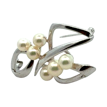 Mikimoto Akoya Pearl Brooch Sterling Silver Estate M462
