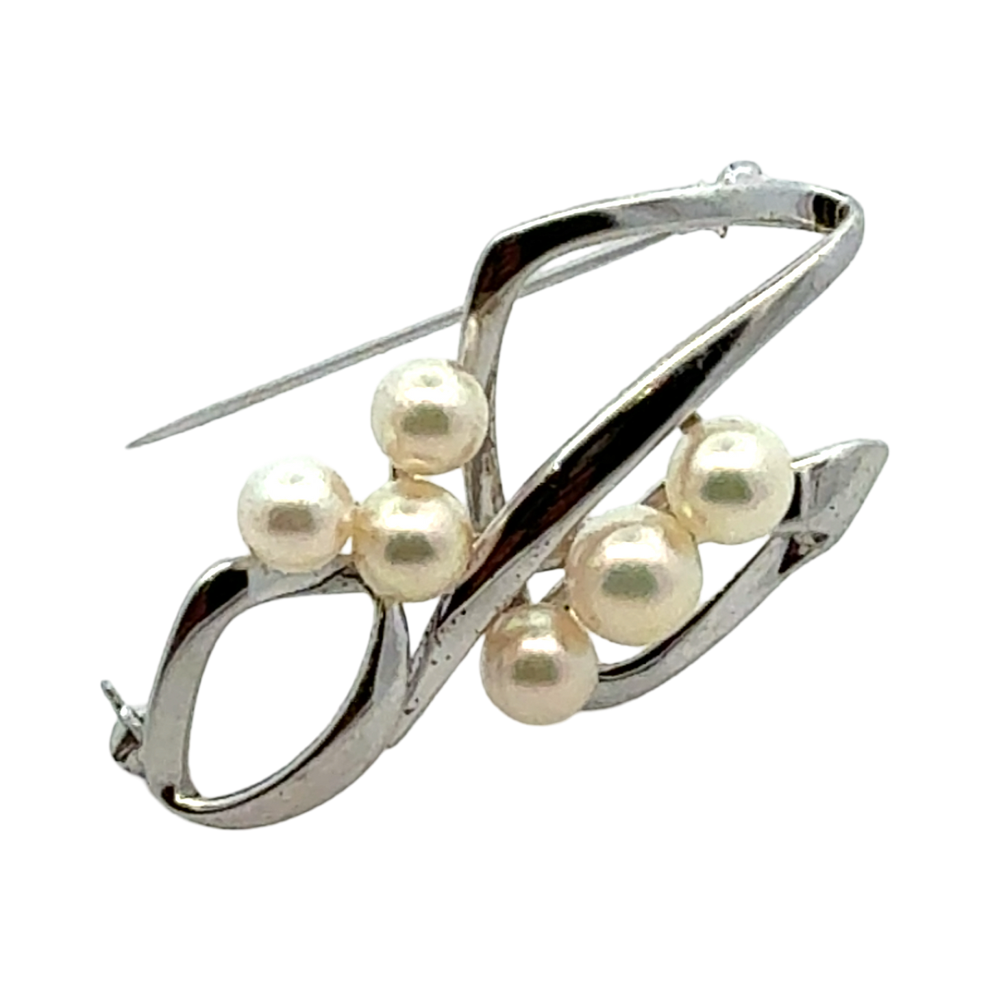 Mikimoto Akoya Pearl Brooch Sterling Silver Estate M462