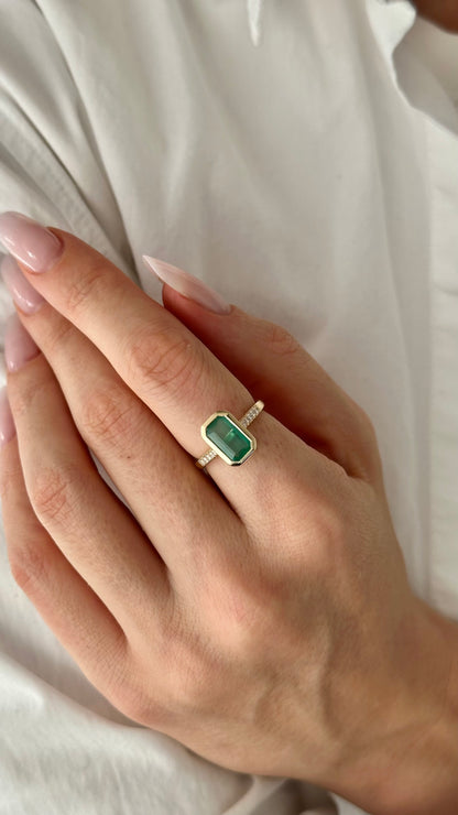 Natural Emerald Diamond Ring Size 6.5 14k Gold 1.84 TCW Certified $4,950 508585