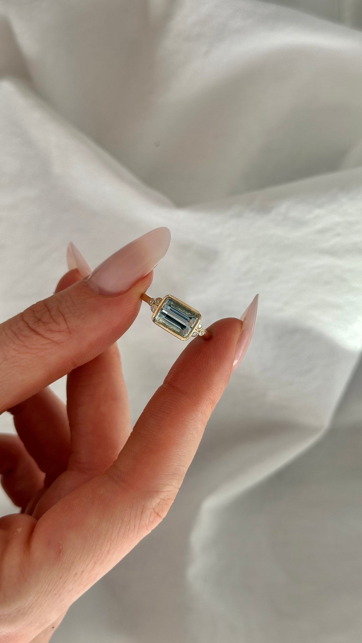 Natural Aquamarine Diamond Ring Size 6.5 14k Gold 1.97 TCW Certified $4,950 508784