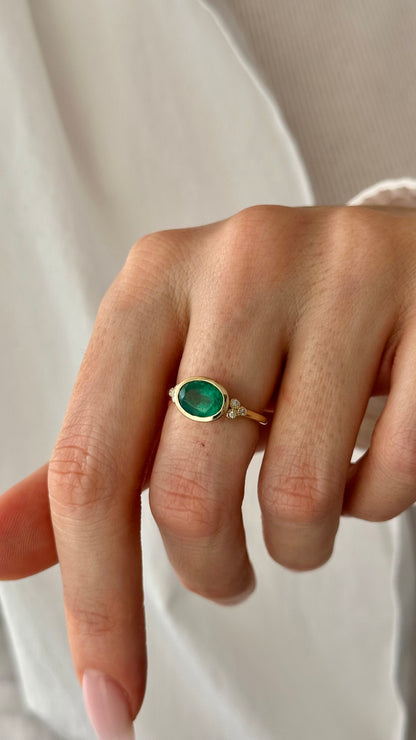Natural Emerald Diamond Ring Size 6.5 14k Gold 1.67 TCW Certified $4,950 508783