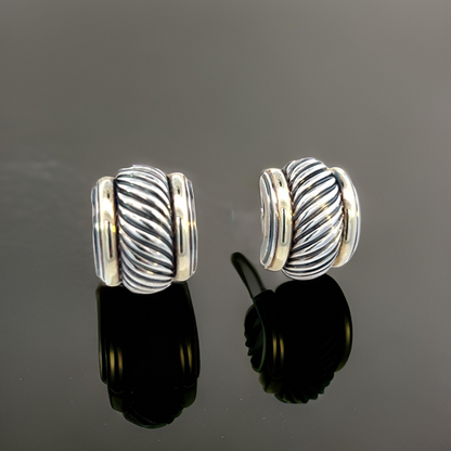 David Yurman Estate Earrings 14k Gold + Sterling Silver 19 Grams DY520