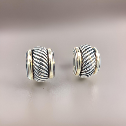 David Yurman Estate Earrings 14k Gold + Sterling Silver 19 Grams DY520