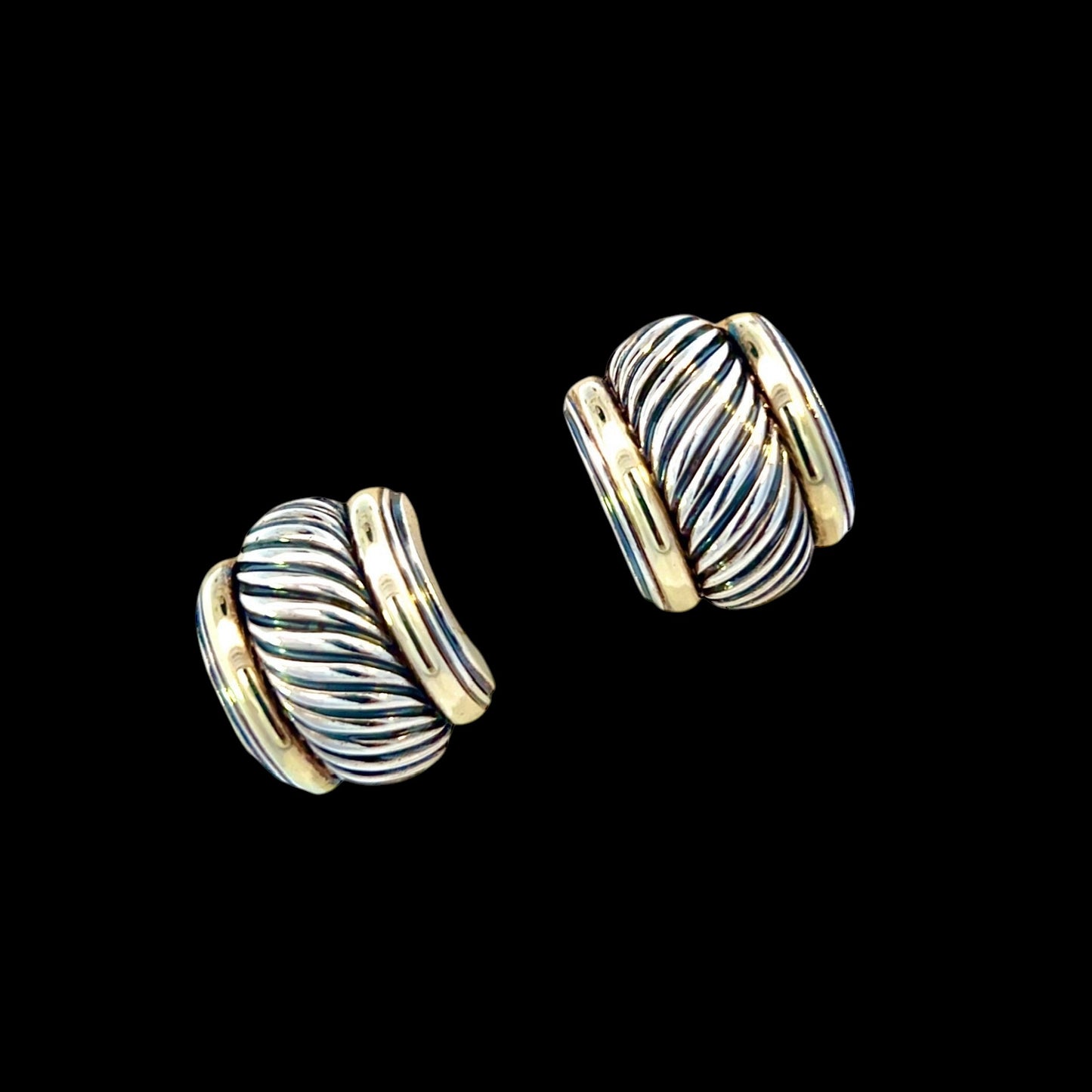 David Yurman Estate Earrings 14k Gold + Sterling Silver 19 Grams DY520