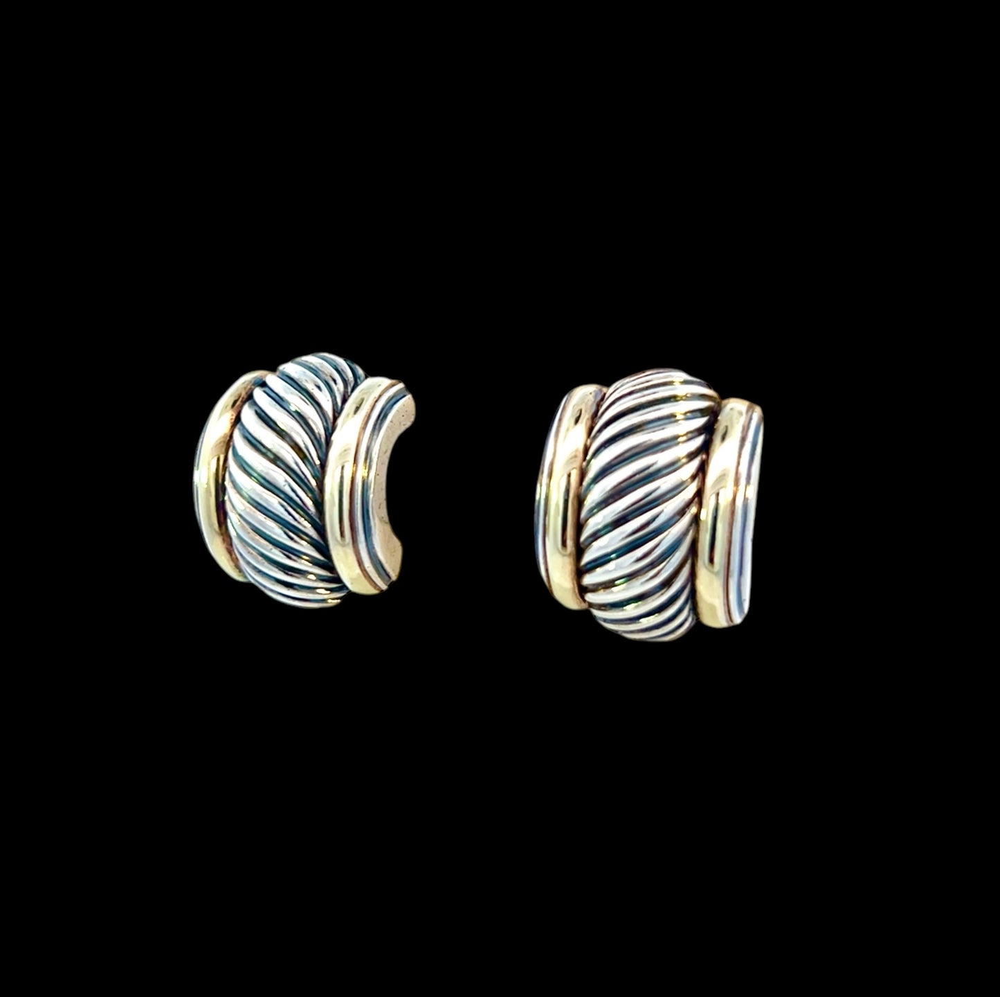 David Yurman Estate Earrings 14k Gold + Sterling Silver 19 Grams DY520