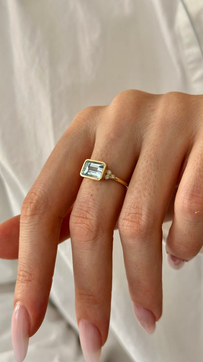 Natural Aquamarine Diamond Ring Size 6.5 14k Gold 1.97 TCW Certified $4,950 508784