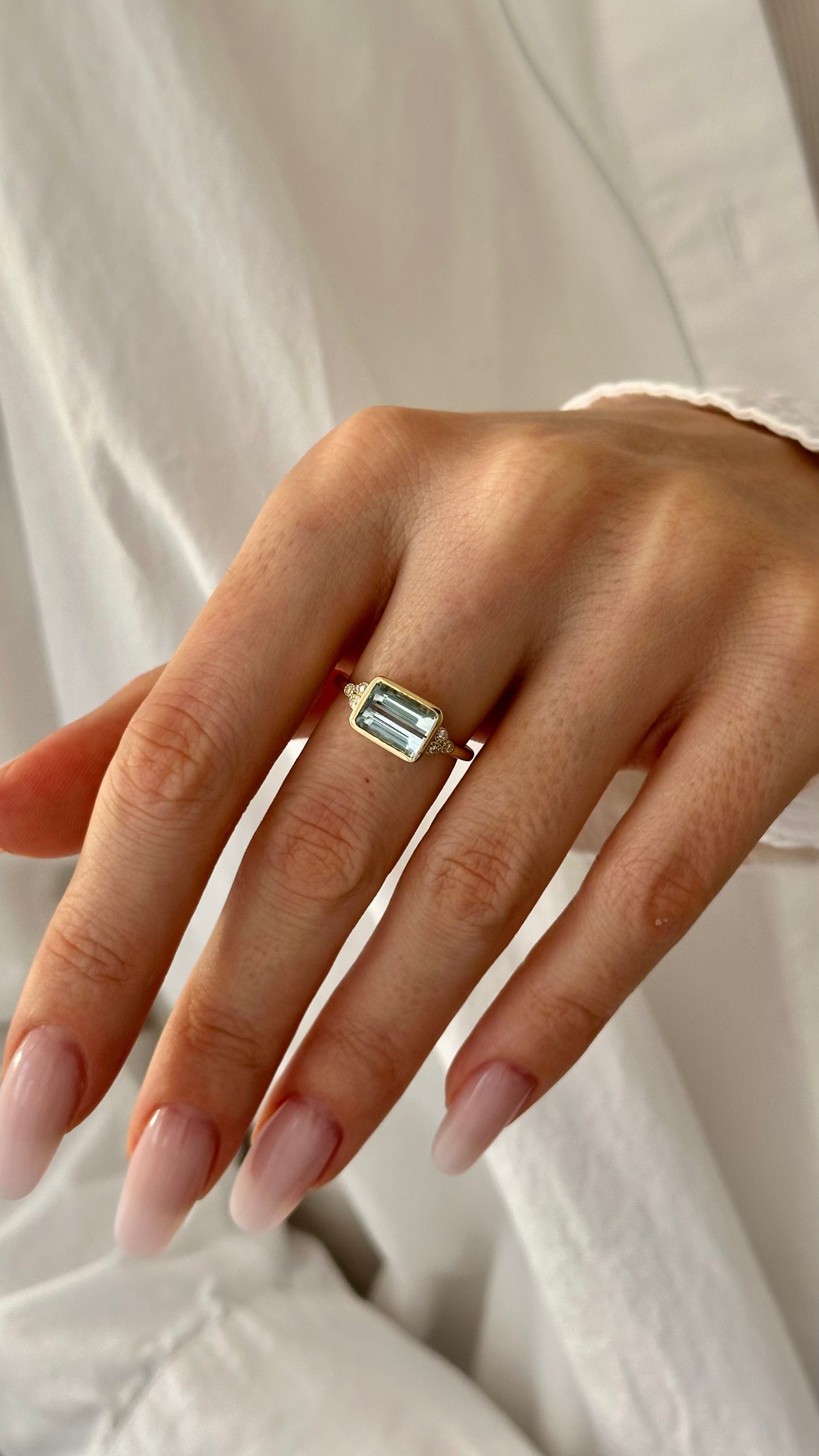Natural Aquamarine Diamond Ring Size 6.5 14k Gold 1.97 TCW Certified $4,950 508784