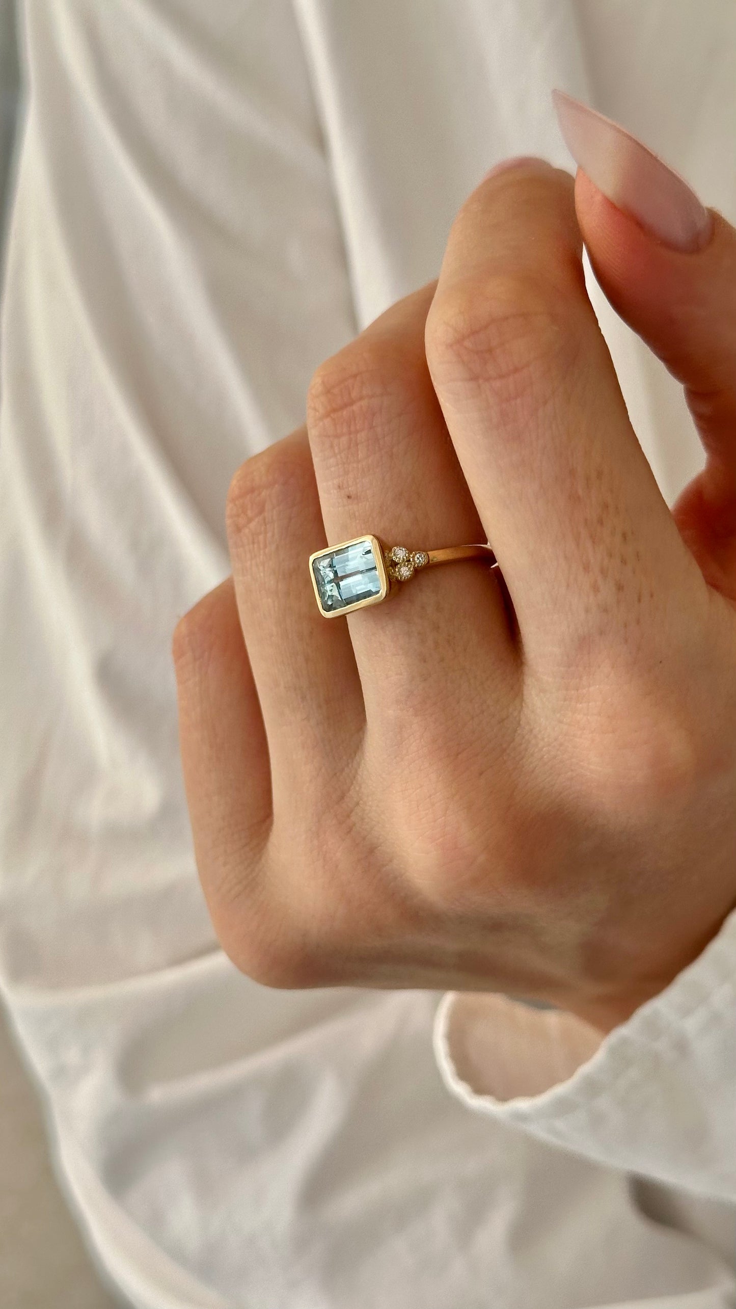 Natural Aquamarine Diamond Ring Size 6.5 14k Gold 1.97 TCW Certified $4,950 508784