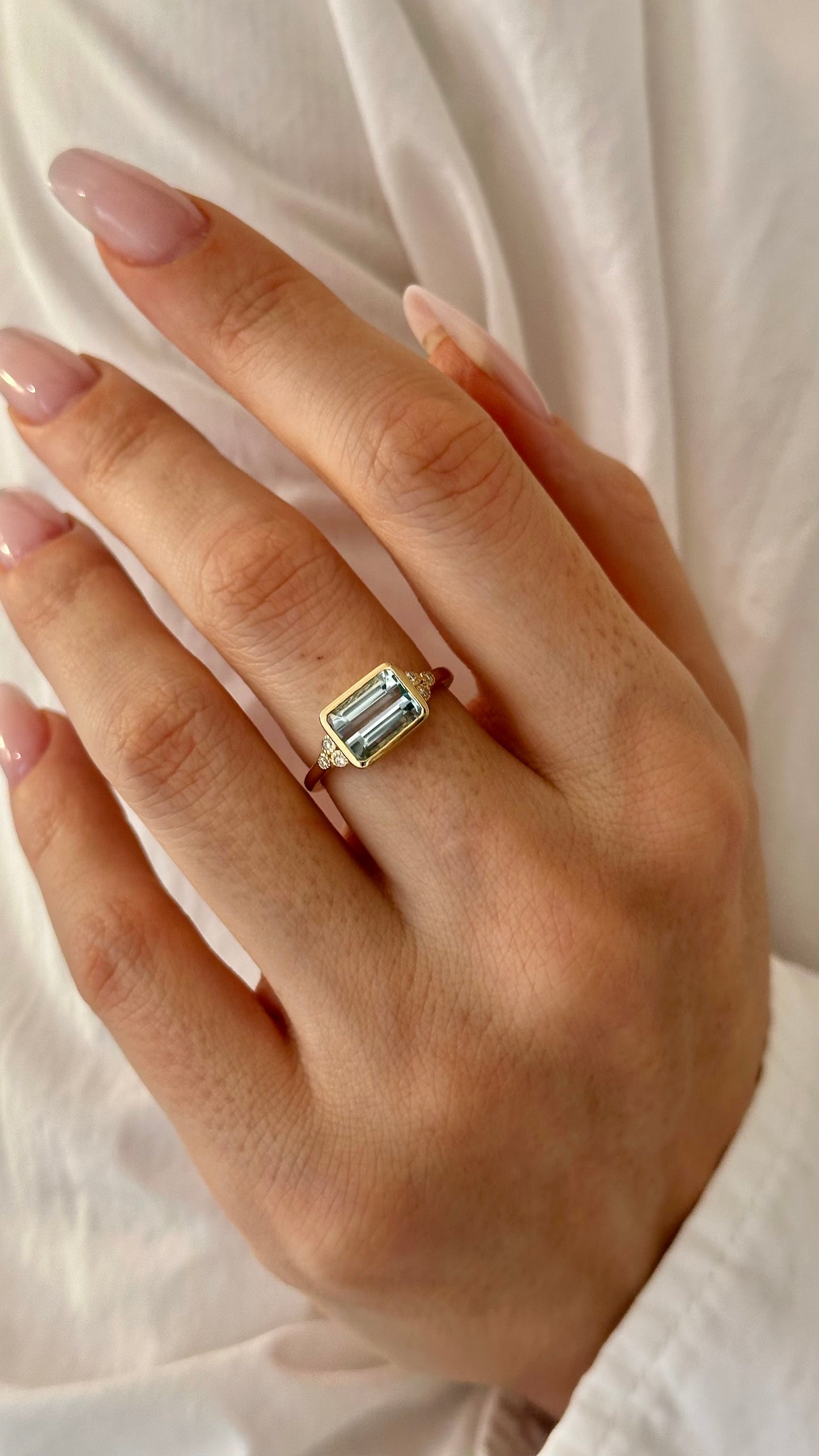 Natural Aquamarine Diamond Ring Size 6.5 14k Gold 1.97 TCW Certified $4,950 508784
