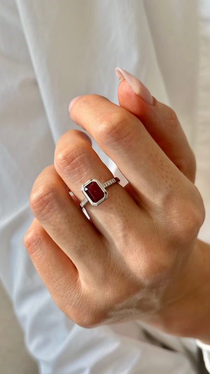 Natural Ruby Diamond Ring Size 6.5 14k White Gold 1.93 TCW Certified $4,950 508583