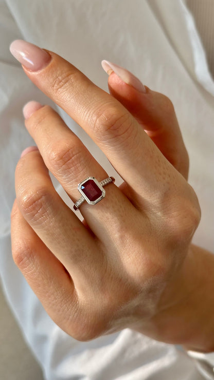 Natural Ruby Diamond Ring Size 6.5 14k White Gold 1.93 TCW Certified $4,950 508583