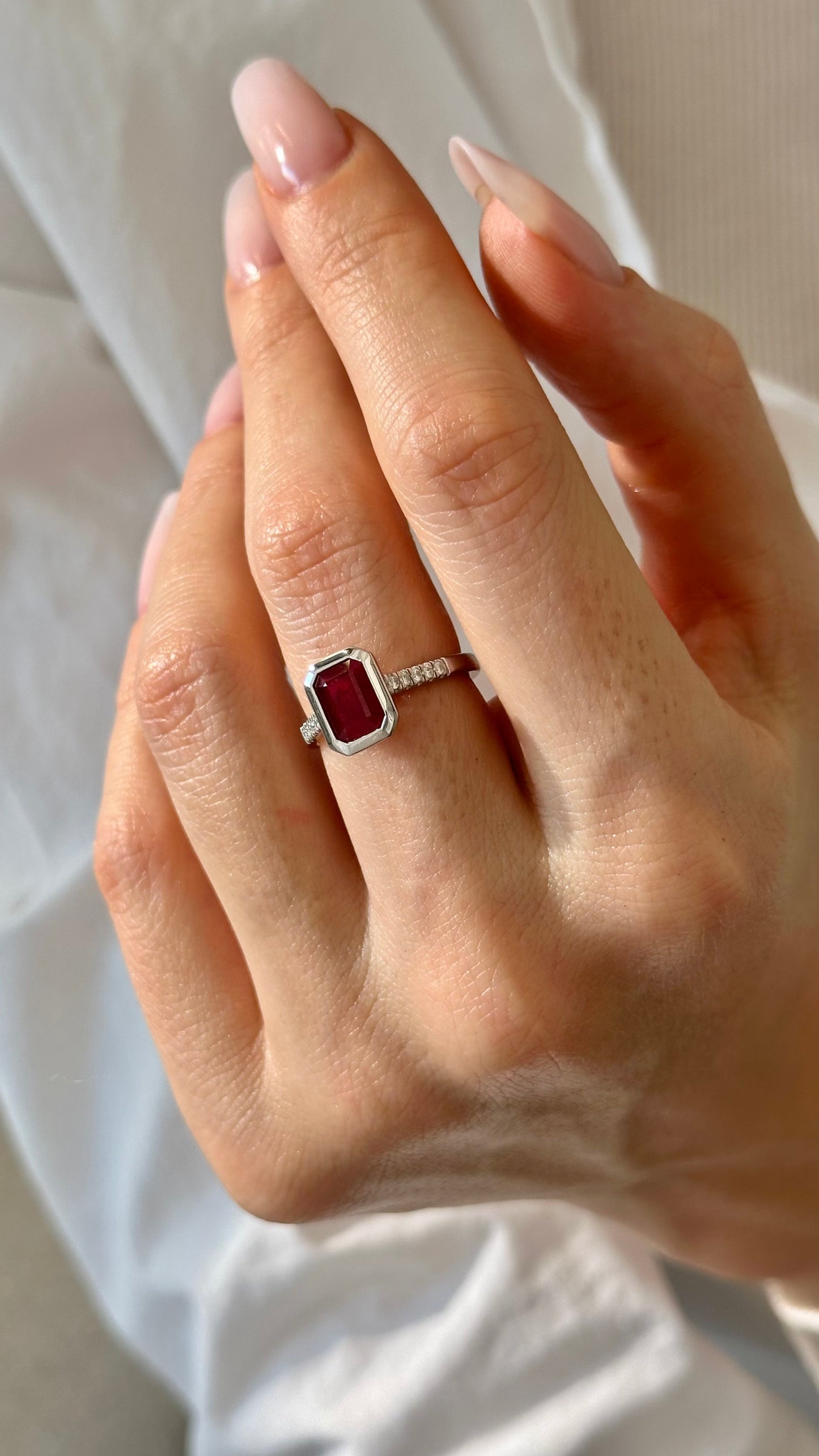 Natural Ruby Diamond Ring Size 6.5 14k White Gold 1.93 TCW Certified $4,950 508583