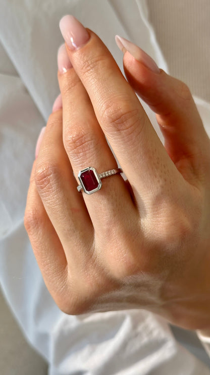 Natural Ruby Diamond Ring Size 6.5 14k White Gold 1.93 TCW Certified $4,950 508583
