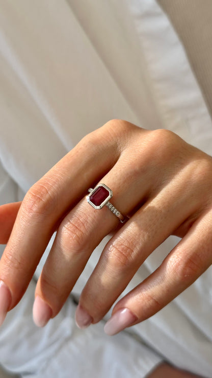 Natural Ruby Diamond Ring Size 6.5 14k White Gold 1.93 TCW Certified $4,950 508583