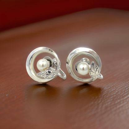 Mikimoto Estate Akoya Pearl Earrings Sterling Silver 6 mm M428