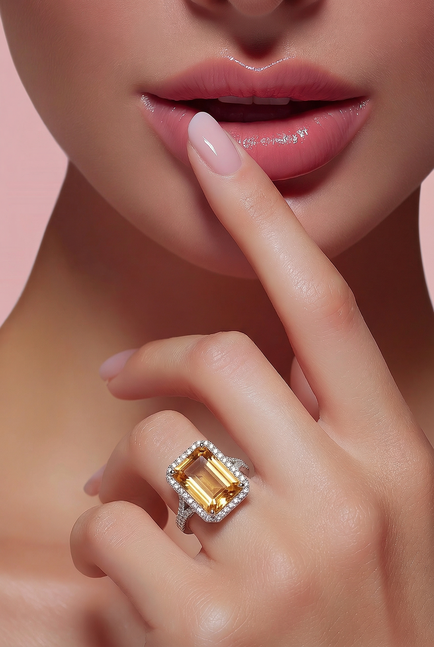 Natural Citrine Diamond Ring Size 7 14k White Gold 15.81 TCW Certified $4,950 601227
