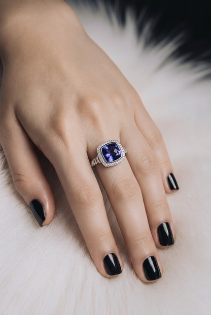 Natural Tanzanite Diamond Ring Size 6.5 14k Gold 3.95 TCW Certified $4,950 601236