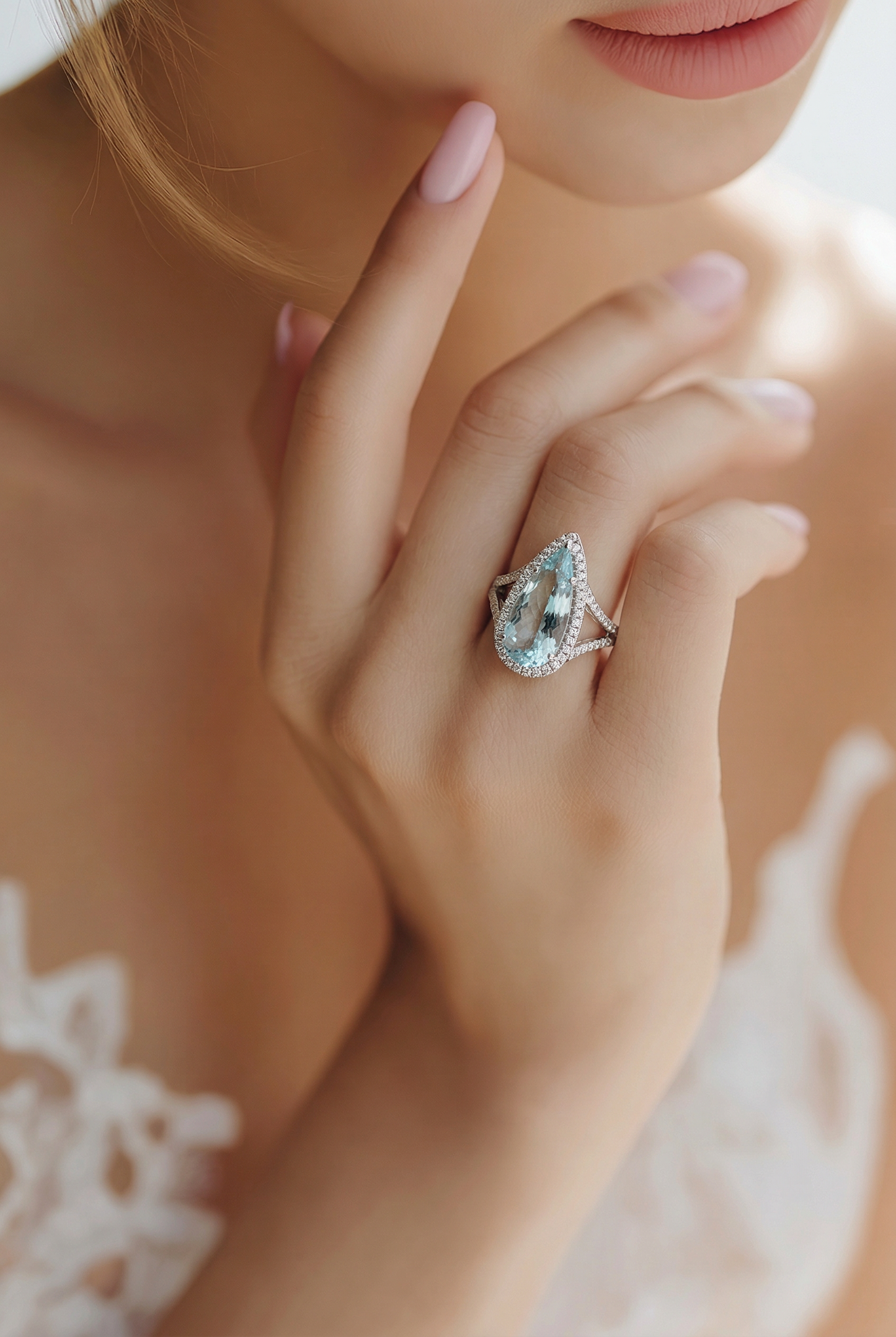 Natural Aquamarine Diamond Ring Size 7 14k White Gold 8.10 TCW Certified $7,950 601186