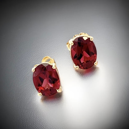 Natural Garnet Stud Earrings 14k Yellow Gold 3.8 TCW Certified $1,390 311048