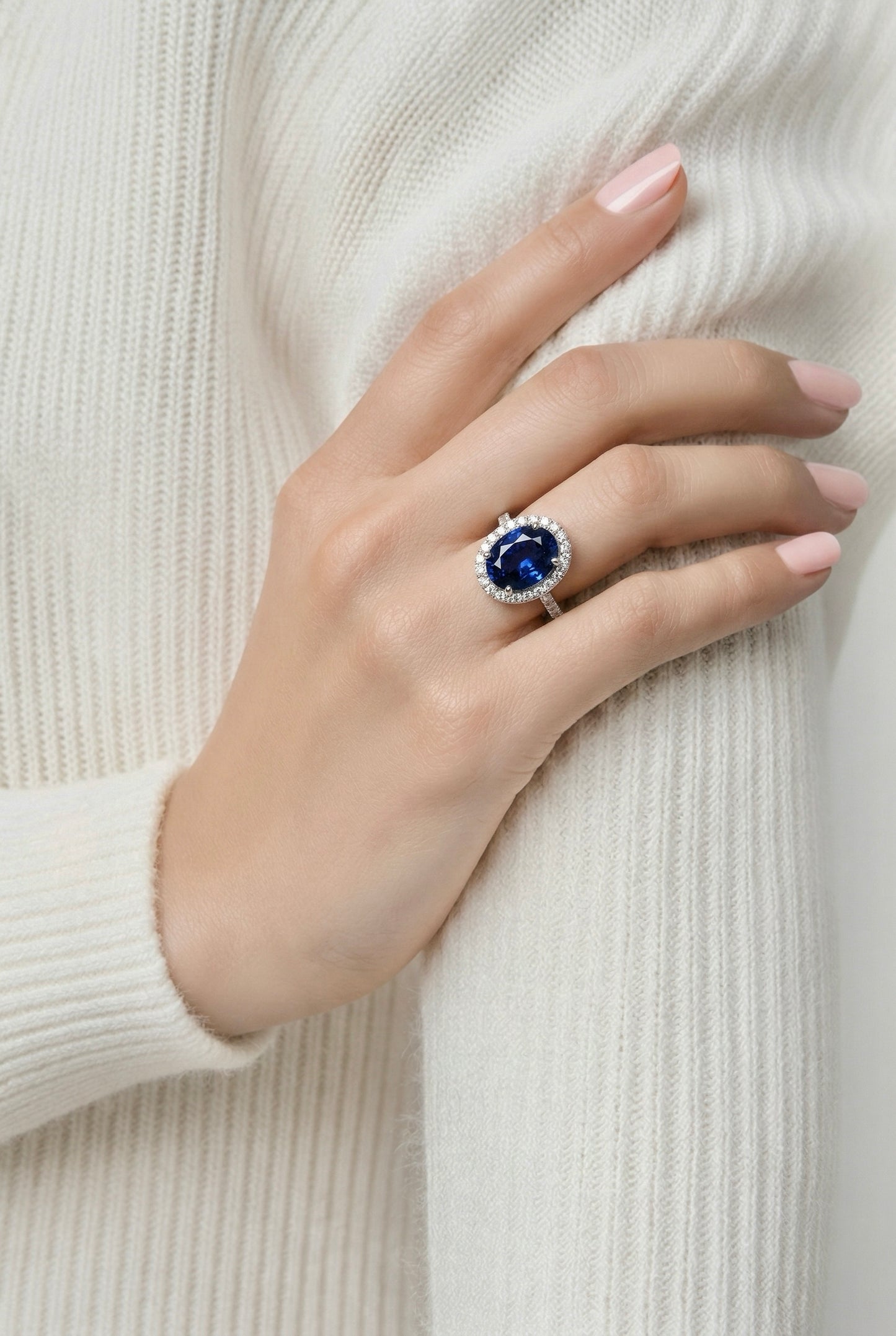 Natural Sapphire Diamond Ring Size 6.25 14k White Gold 6.14 TCW Certified $7,950 601364