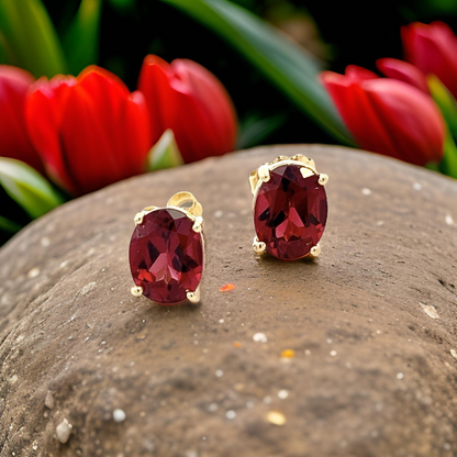 Natural Garnet Stud Earrings 14k Yellow Gold 3.8 TCW Certified $1,390 311048