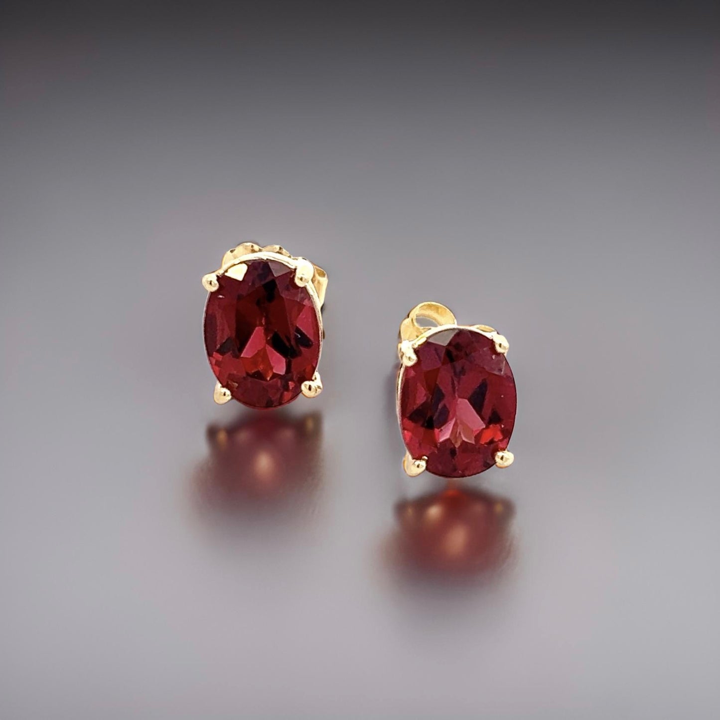 Natural Garnet Stud Earrings 14k Yellow Gold 3.8 TCW Certified $1,390 311048